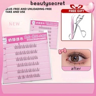 24h Shipping Milk Cat Love Letter False Eyelashes Glue-free Individual Clusters Cosmetics Natural C 