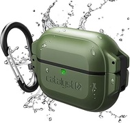 Catalyst 330ft Waterproof Total Protection Case for AirPods 3, Secure Locking System, Full-Body Protective Rugged case 20 feet / 6 Meters Shockproof, Carabiner- Army Green