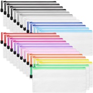 20pcs Random Color Pencil Pouch Bulk Small Mesh Zipper Pouches, A6 Size Plastic Zip File Bags Pencil