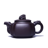 Yixing Zisha Square กาน้ำชามังกร Zun ดินเผาแร่ม่วงแท้งานแฮนด์เมดชุดชากาน้ำชา & เครื่องชงกาแฟ