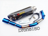 ชุดท่อรุ้ง GPX Drone150 (จีพีเอ็กซ์ โดรน150) แสตนเลสเกรด 304 อย่างดีสวมปลายท่อแต่งขนาด 2 นิ้ว(51 มม.)+อาคาโพวิค 14 นิ้วเคฟลาร์ปากเฉียง