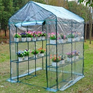 โรงเรือนปลูกพืช แคคตัส ขนาดเล็ก ( Mini Greenhouse ) ขนาดกว้าง1.43 เมตร ยาว 1.43 เมตร สูง 1.95 เมตร โครงเหล็ก พลาสติกคลุมใส PVC พร้อมชั้นวางรับน้ำหนักได