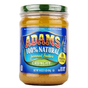 ADAMS 100% Natural or Unsalted Creamy / Crunchy Peanut Butter 454g