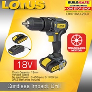 LOTUS BRUSHLESS 18V X-Line Cordless Impact Drill w/2pcs Batt, Charger & Case LTHD18VLI-2BLX LCPT