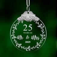 25th Anniversary Wedding Gift 2025,25 Years Wedding Anniversary Christmas Ornament for Couple,Parent