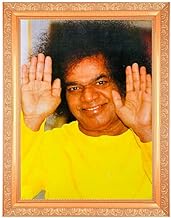 BM TRADERS Sathya Sai Baba Digital Print Photo In Golden Artwork Frame 11 x 14 Inch OR(27.94 X 35.56 Cm)