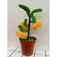 🇲🇾Orange tree cute bonsai Handmade Pipe Cleaner Tiny bonsai tree