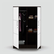 WORLD OF FURNITURE -Lemari Pakaian Kayu Terang Putih - Sonoma Oak - White - White 6 Pintu lemari pakaian lemari kayu