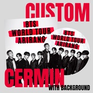 [MIN 30 PCS] CUSTOM FREEBIES BTS CUSTOM CONCERT CONCERTArirang WITH BACKGROUND Design bebas | Souven