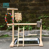 [nvnrbso] Parrot Playground Bird Playground with Feeding Place Wooden Ladder for Cockatiel Budgie