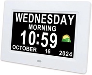 Digital Calendar Dementia Alarm Clock with Day and Date for Elderly - 15 Alarms 5 Colors Display Dig