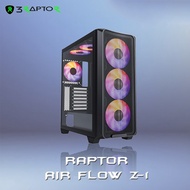 Raptor Z-1 ATX PC Case dengan 3 RGB Fans & Tempered Glass Panel - Matte Black