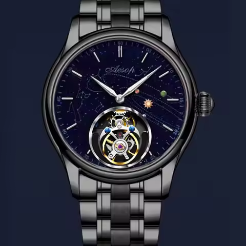 AESOP Real Flying Tourbillon Movement Mechanical Sapphire Waterproof Watch Skeleton Watches Men Wris