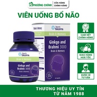 Viên Uống Bổ Não Henry Blooms Ginkgo and Brahmi 3000 Hỗ Trợ Tăng Tuần Hoàn Não 30 Viên / 60 Viên