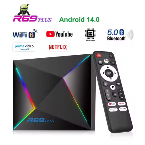 New Android Box R69 Plus Android 14 Set Top Box AllwinnerH728 TV Box 8K WiFi6 HD Bluetooth Ethernet 