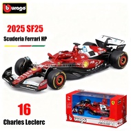 Bburago 1:43 New F1 Ferrari SF25 #16 Charles Leclerc #44 Lewis Hamilton Alloy Die-Cast Car Model Toy