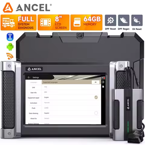 ANCEL HD8000 Full System Diagnostic Tool for Diesel Heavy Duty Truck D.PF Regeneration Oil Reset Fre