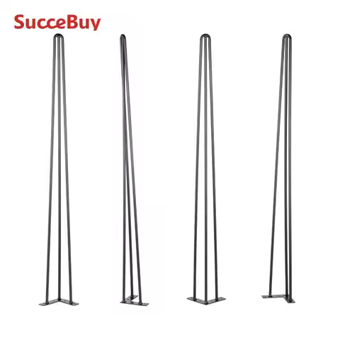 SucceBuy 4Pcs Metal Table Legs 16-40 Inch 3-Rod Hairpin Furniture Legs Home Bench Dining Desk End Co