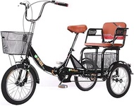 3 wheel bikes 16 Inch Adult Tricycle Trike Bike Bicycle with Shopping Basket Foldable Tricycle 3-Wheel Bicycle for Shopping Picnic Cycling Pedalling Outdoor Sports Men Women