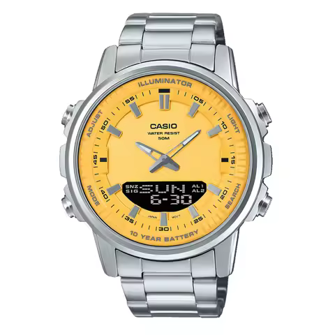 Casio AMW-880D Series Watch | LED Illuminator | stainless steel Band | 10-Year Battery Life | 100M W