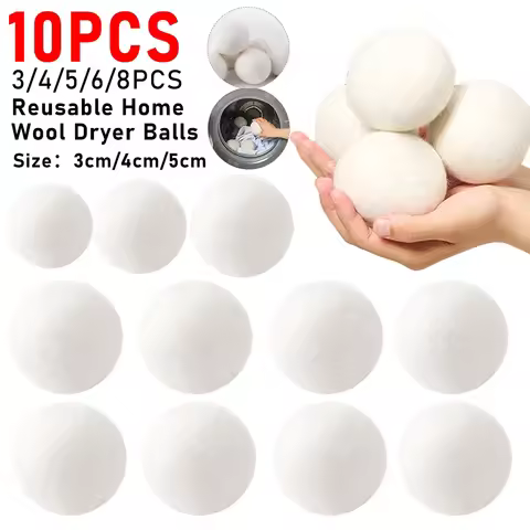 3-10Pcs 3/4/5cm Reusable Wool Dryer Balls Clothes Softener Laundry Fleece Dryer Ball Home Clothes Dr