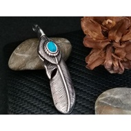 Men's Women's Stainless Steel Goros Takahashi Blue Stone Feather Pendant.