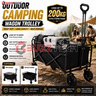 BuzzTech Camping Trolley Wagon Foldable Trolley Camping Wagon Table Set Outdoor Trolley Folding