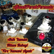 Cincin Batu Akik Yaman Hitam Habsyi original natural stone "Fire Yamani Agate"