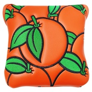Golf Putter Cover Flat Putter Orange Orange Cap Cover Waterproof PU Leather Magnet Closing Rod Head 