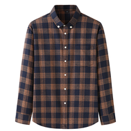 <Plus size> 10XL Long-sleeved Men Brushed Shirt Oversize Plaid Loose Big Business Top 10XL 9XL 8XL 7