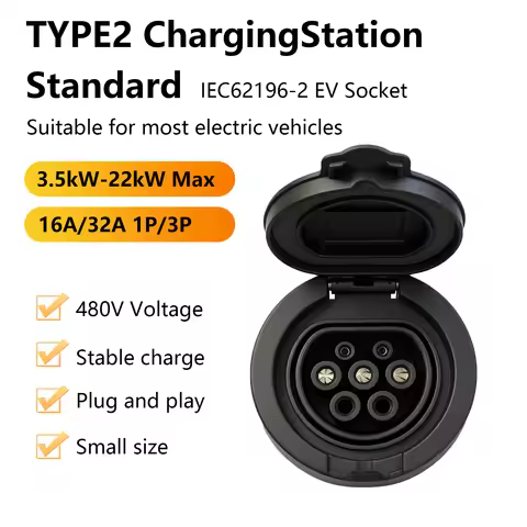 Type 2 Female Socket, 1Phase/3Phase 16A 32A IEC 62196-2 EV Charging Port Replacement for Electric Ve