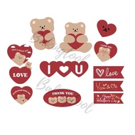 Sp SP SP071723 Vlt set of RED HEART BEAR paper sticks (combo 2) (set)