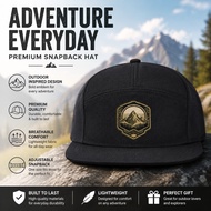 Outdoor Leisure Flat Brim Five-Piece Hat Mountain Peak Pattern Lightweight Breathable Adjustable Hat
