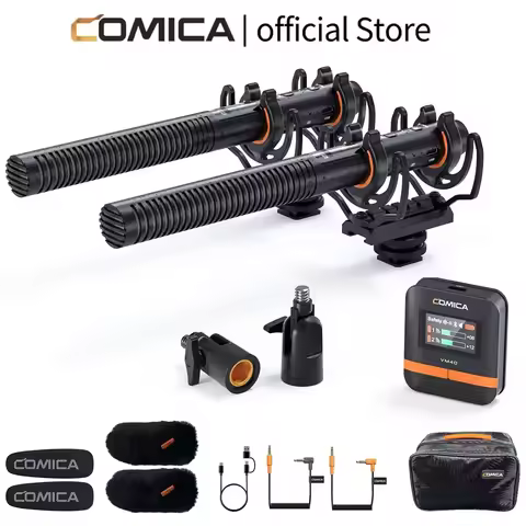 COMICA VM40 2.4G Super Cardioid Dual-Channel Wireless Shotgun Microphone,Wired and Wireless dual mod