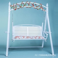 [Rainbow]Double iron rocking chair swing hammock recliner balcony indoor and outdoor courtyard hanging basket rattan chair home swing chair