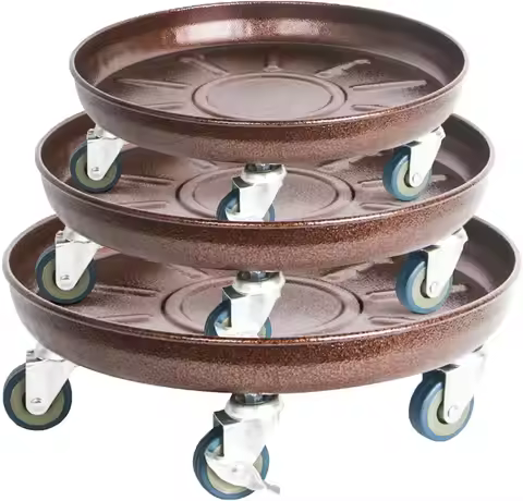 Metal Heavy Duty Plant Caddy Round Flower Pot Mover, 3 Pack Mixed of 14", 16" and 20" Rolling Plant 
