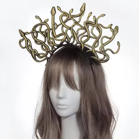 Women Medusa Headpiece Cosplay Girl Headwear Ancient Greek Mythology Snake Shape Headdress Halloween