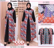 Gamis Batik Kombinasi Hitam / Busana Muslim Wanita Terbaru Modern