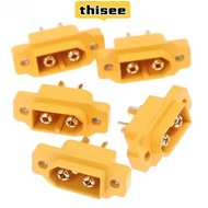 THISEE 5pcs XT60E Connector, Mountable Yellow XT60E Male Plug,  RC Drone Accessories Plastic FPV Rac