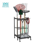 Gralara Garden Tool Organizer with Wheels Garden Tool Storage Rack Yard Cleaning Tool Shelf Yard Too