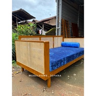 Teak wood rattan bench, teak bale mix natural rattan, jepara teak rattan chair, teak bench