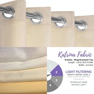 Ring Top Curtain Off-White/Cream Katrina Fabric & Venucia Lace 4/5/6/7/8/9/10 feet (L) X 4.6 feet(W)