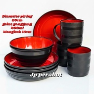 12 Pcs Cornelius Thick Plastic Cutlery Set Plate + Glass + Aesthetic Bowl