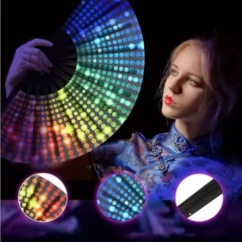 Rainbow Sequins Pride Foldable Fan Handheld Fan Folding Hand Fan for Adults Drag Queen Festival Fan 