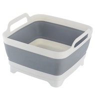 9L Collapsible RV Wash Basin Foldable Dish Tub with Drain Plug Portable Collapsible Dish Basin for R