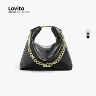 (lovito Refine) Casual Chain Small Shoulder Bag for Women LR22E061 (Lovito Refine) Beg Tali Kecil Ka