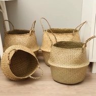 LEIAHOME❗️Ready stock large small seagrass basket bakul anyaman pasu bunga hiasan