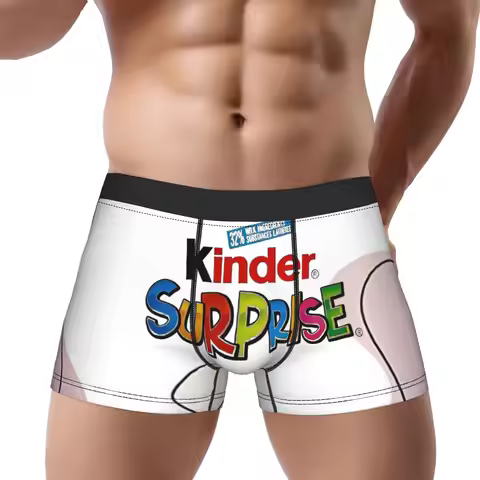 Pink Random Shapes Kinder Surprise Underpants Breathbale Panties Male Underwear Print Shorts Boxer B