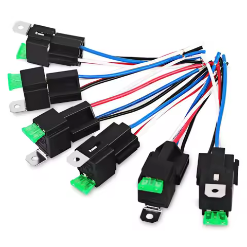 6PCS 30A 4 Pin 5 Pin Copper Terminal Auto Relay DC 12V 24V Fused On/Off Car Motor Relay with Holder 