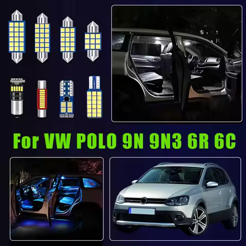 For Volkswagen VW POLO 9N 9N3 6R 6C 2002 - 2017 Car LED Bulbs Interior Reading Lamp Vanity Mirror Tr